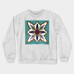 Aqua abstract cross mexican retro talavera tile Crewneck Sweatshirt